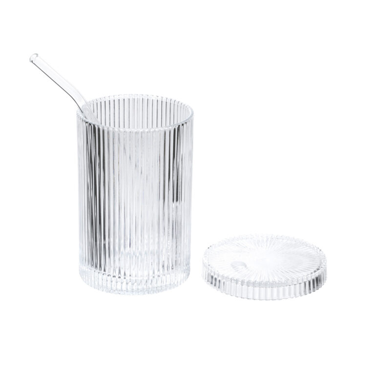 Stiklinis puodelis su šiaudeliu (400 ml)