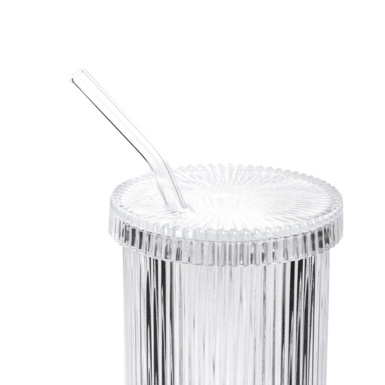 Stiklinis puodelis su šiaudeliu (400 ml)